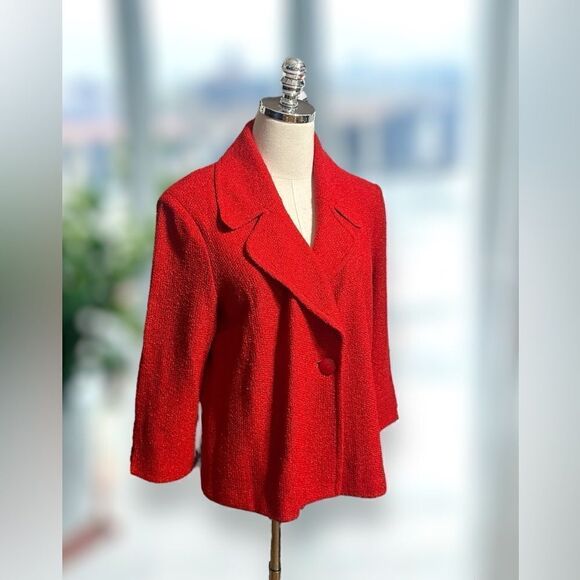 NWT St. John Venetian Red $1250 Tweed Boucle Wool Blend Jacket Blazer Size 10 - Picture 16 of 16